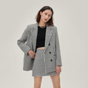 Oversized Checkered Double Breasted Blazer